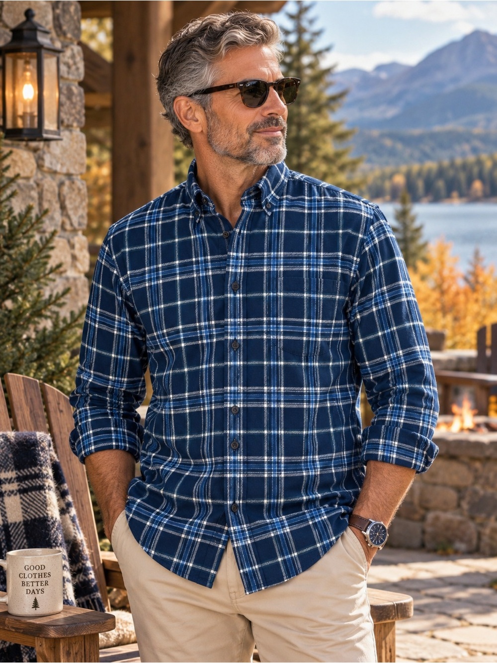 J.Crew Men’s 100% Cotton Brushed Twill Plaid Shirt Navy Blue Medium NWT